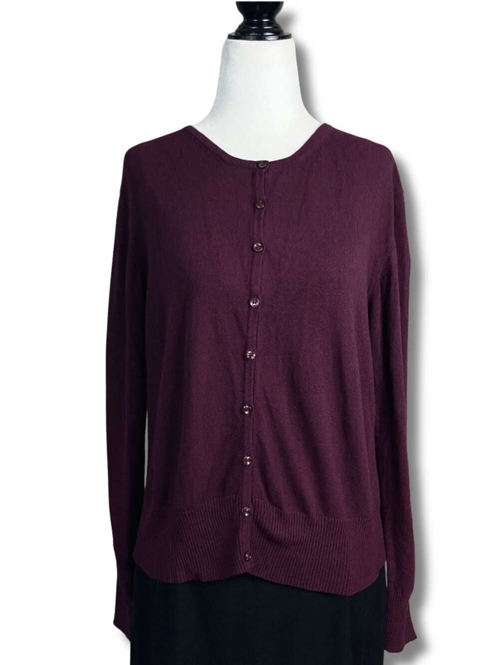 EDDIE BAUER Maroon thin knit cardigan whimsigoth academia librarian MEDIUM LARGE